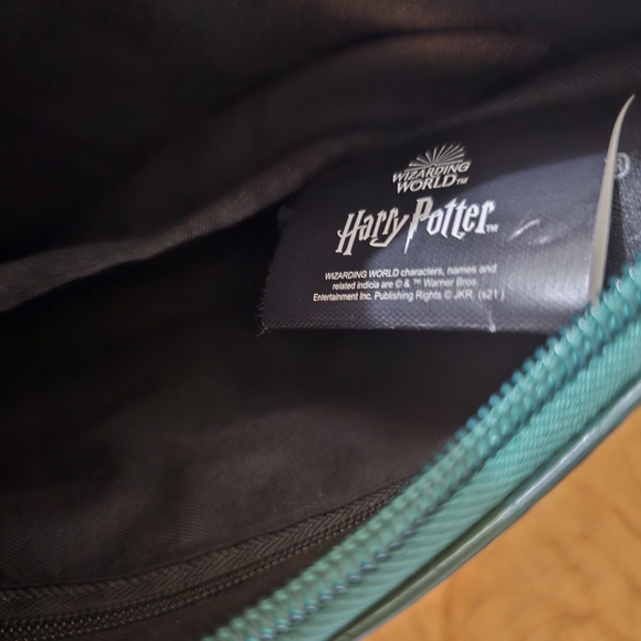 Dark Green Croc-Embossed Shoulder Bag with Gold Slytherin Emblem - Picture 6 of 6